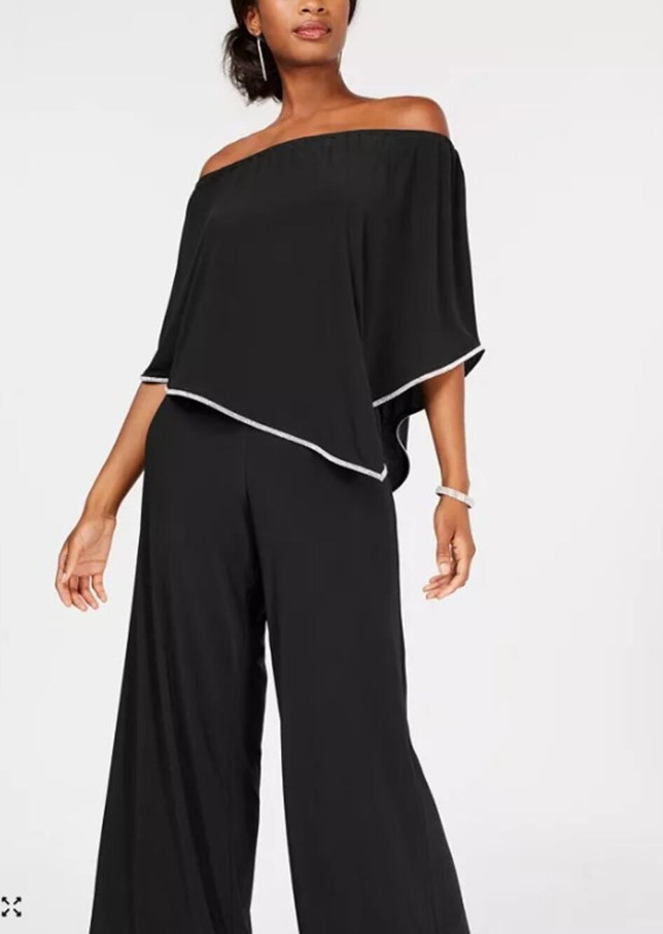 MSK Large Black Off-The-Shoulder Overlay Jumpsuit